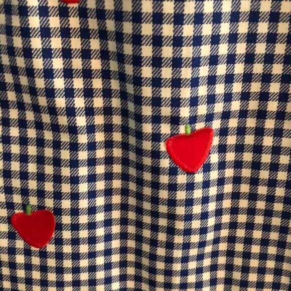 Funtasia! too... 2 Piece Bloomer Set, White/Blue Checkered, Apple Applique, Size - Picture 3 of 3